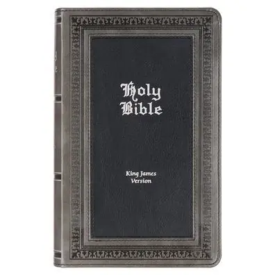 KJV Holy Bible, Giant Print Standard Size Faux Leather Red Letter Edition - Thumb Index & Ribbon Marker, King James Version, Gray/Black No Minimum Order