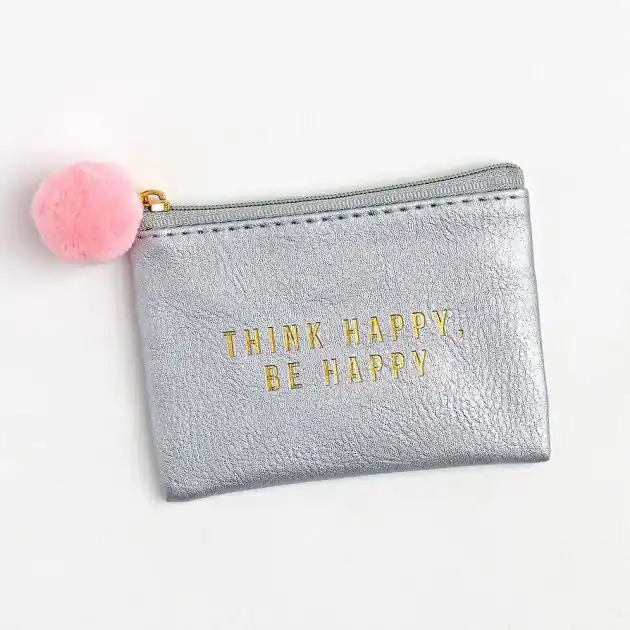 Think Happy Be Happy Gift Card Pouch No Minimum Order