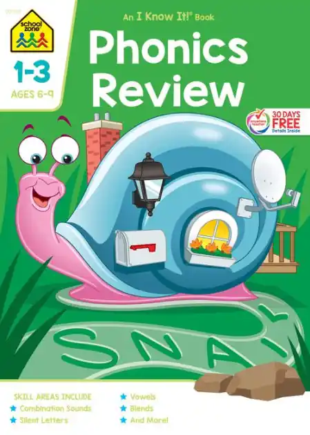 Latest School Zone Phonics Review Grades 1-3 Workbook